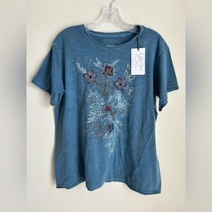 Kayla Seo Cotton Embroidered Bohemian T-Shirt